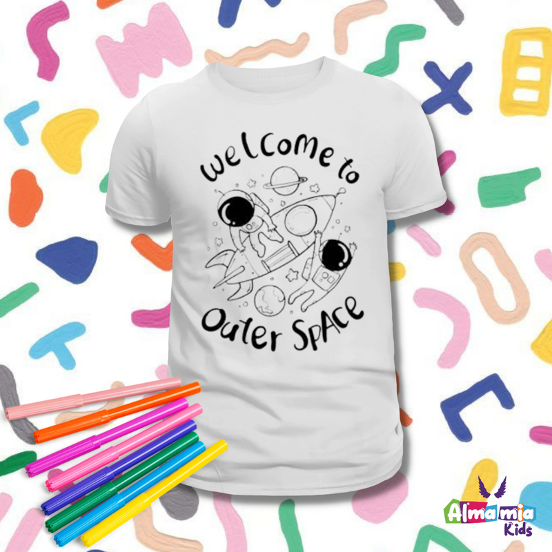 Camiseta coloreable Niño / Welcome Outer Space No 8