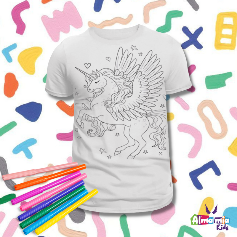 Camiseta coloreable niña / Unicornio No 2