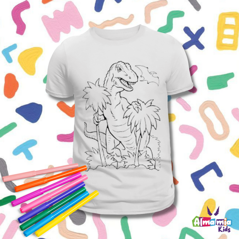 Camiseta coloreable Niño / Dinosaurio No 10