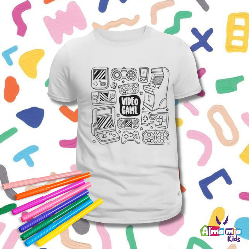 Camiseta Coloreable Niño / Video Game No 9